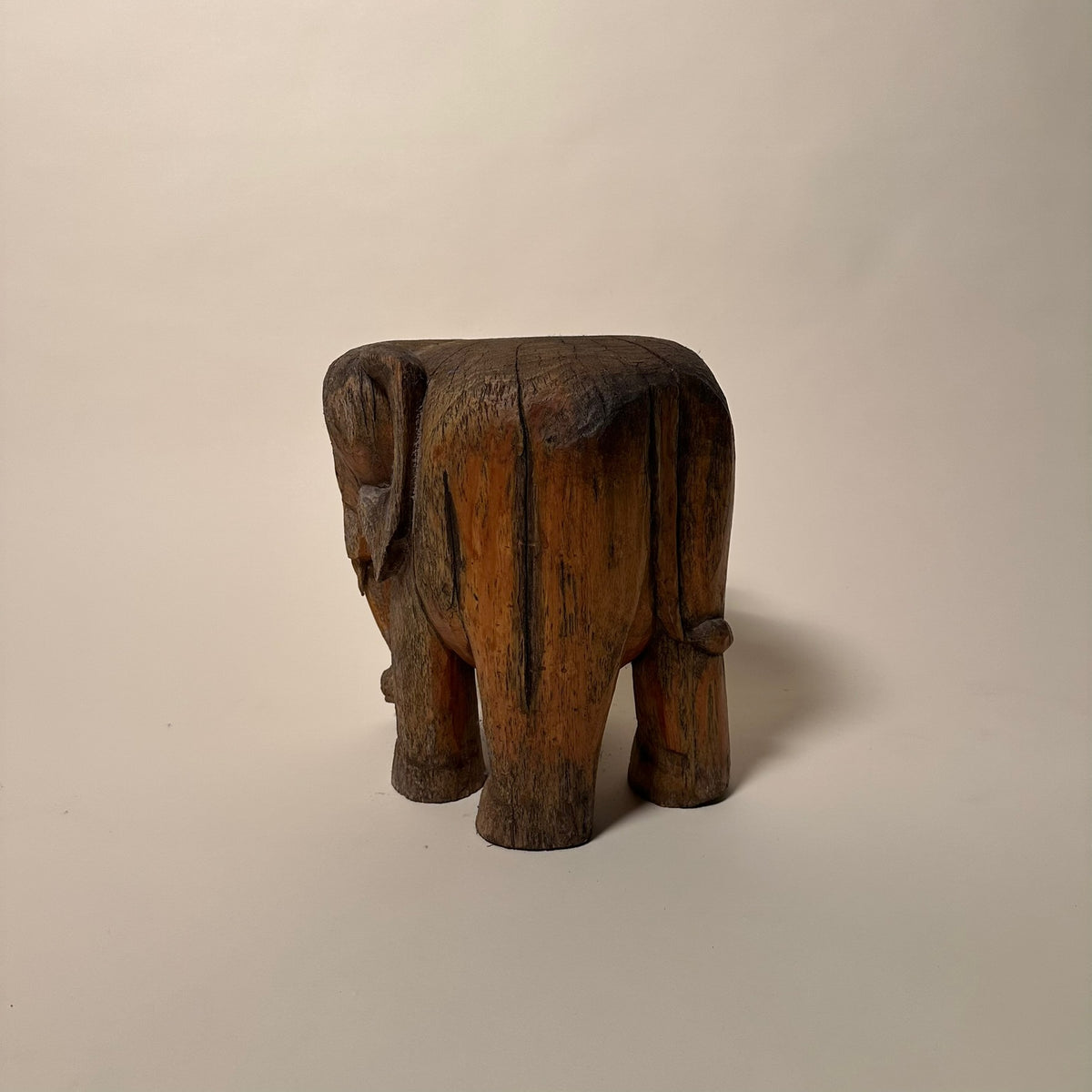Vintage Carved Elephant Stool