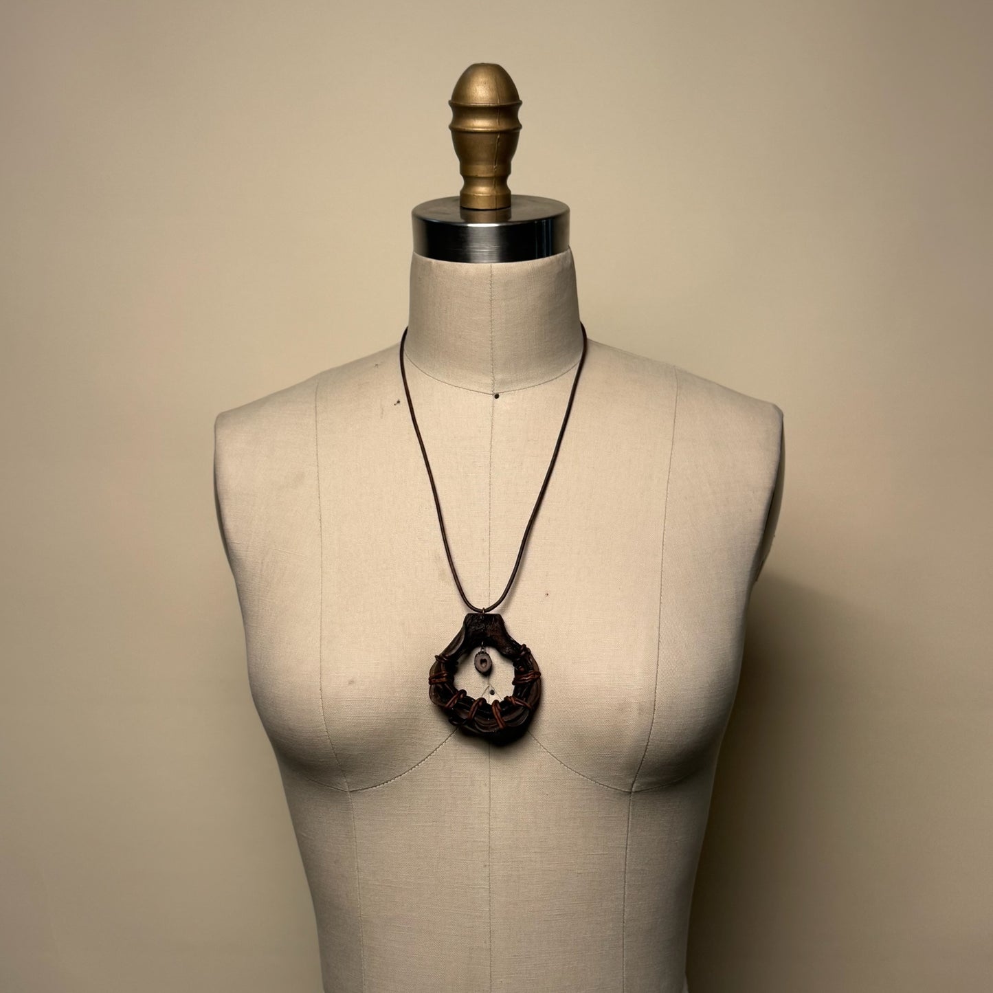 Hand Made Kelp Charm on Leather Necklace