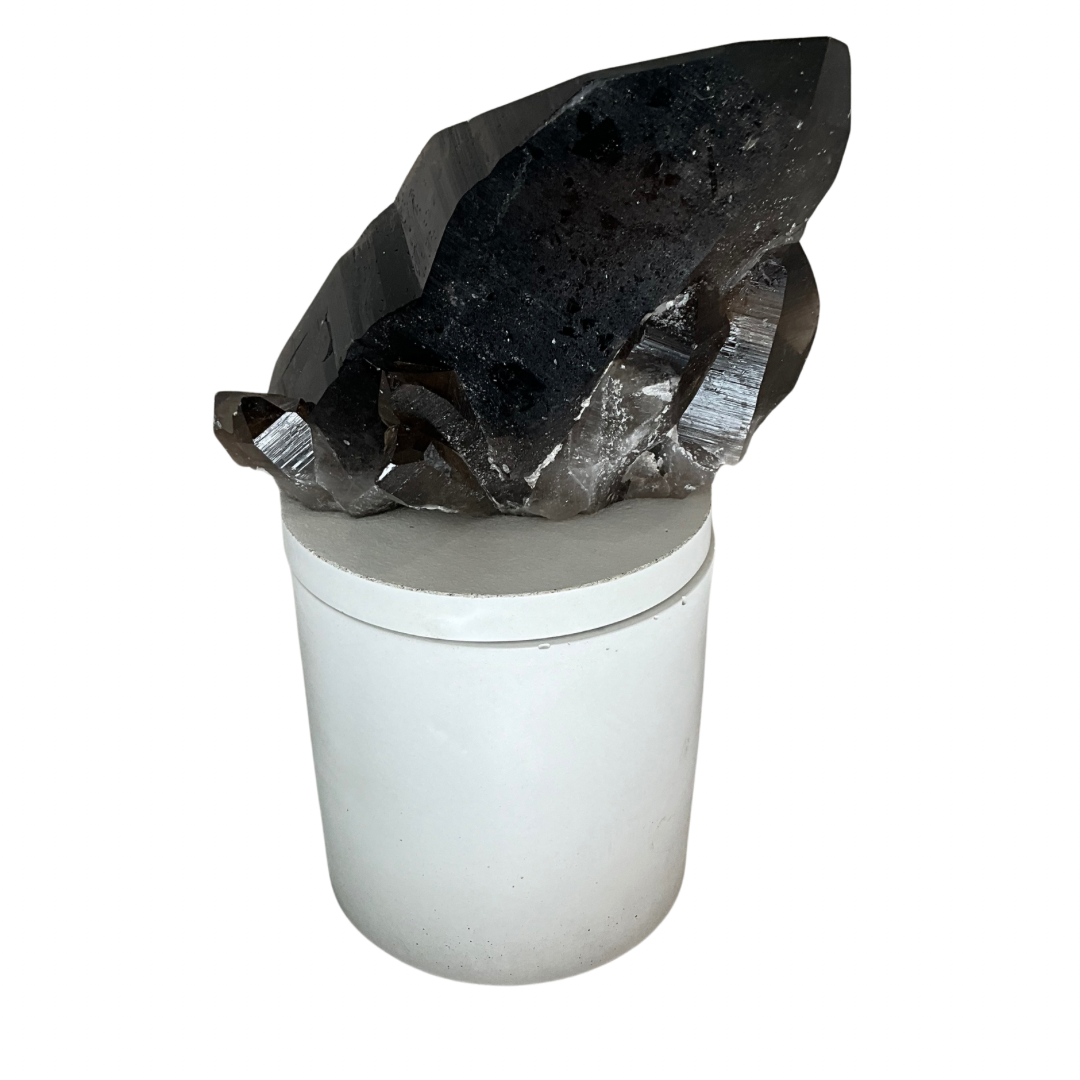 Smoky Quartz Crystal Gardenia Lid Candle