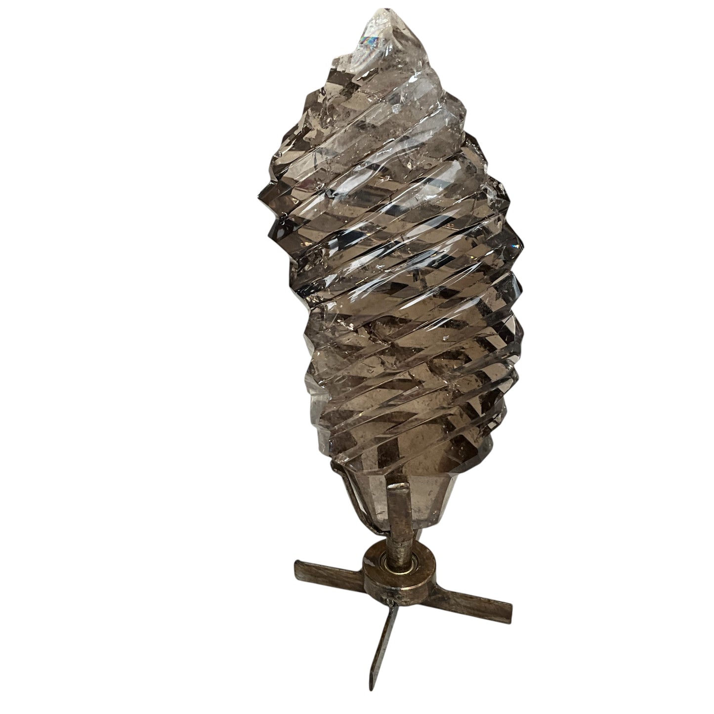 Large Smoky Quartz Pleated on Spinning Stand