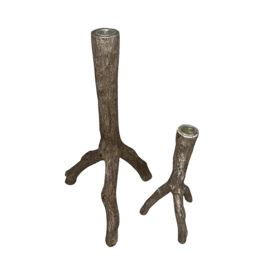 Pair of Faux Bois Candleholders