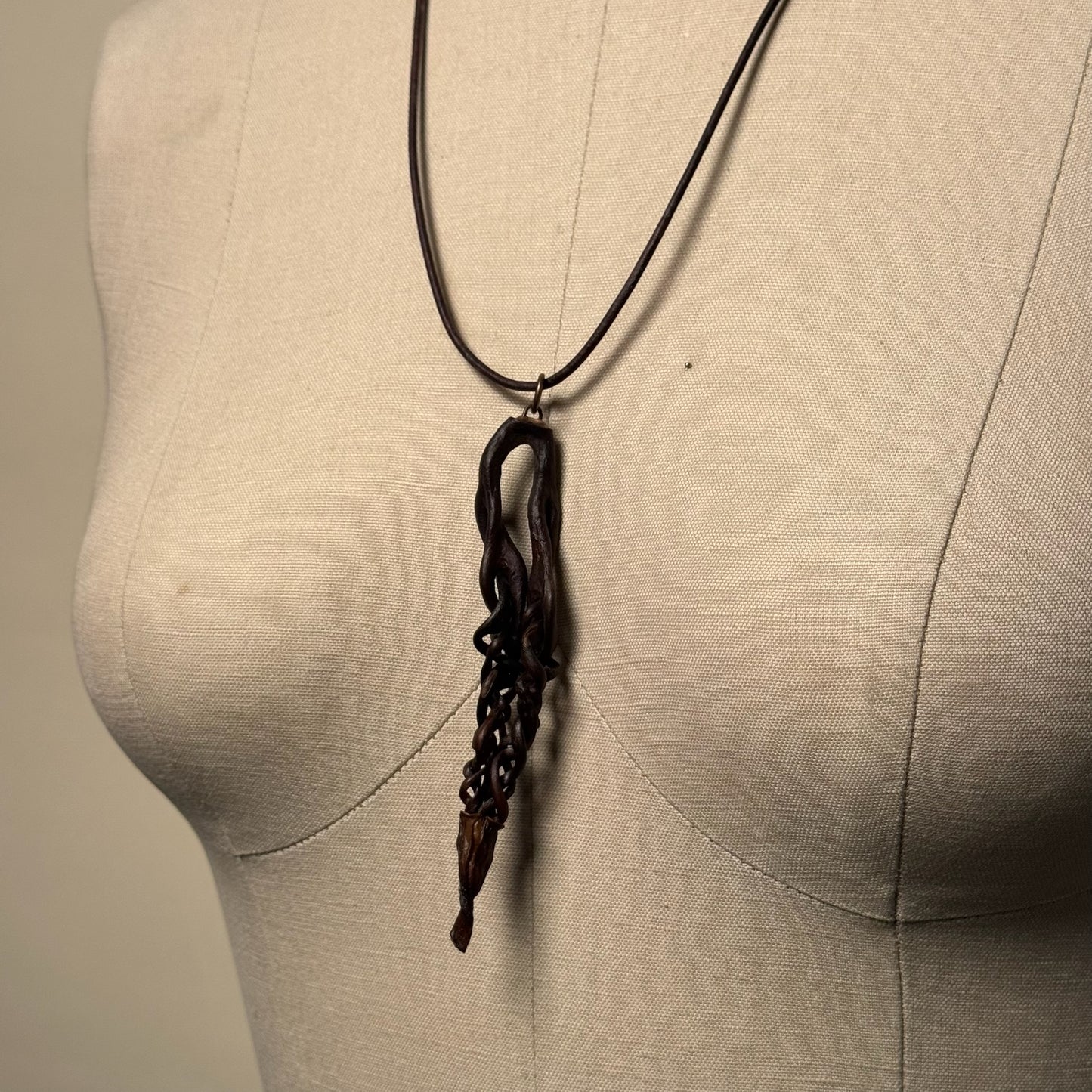 Hand Made Kelp Charm on Leather necklace