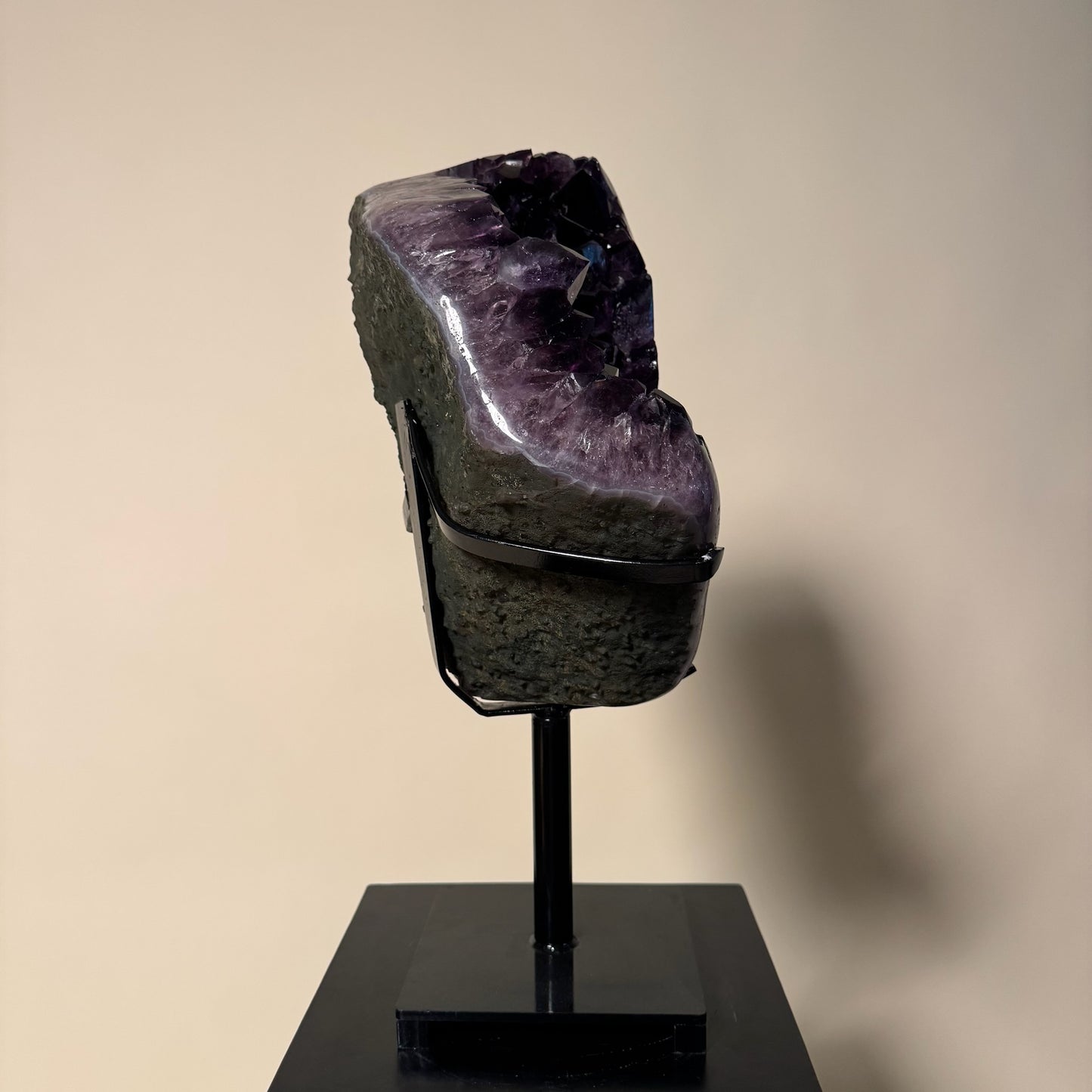 Large Amethyst Deep Purple Crystal on Stand