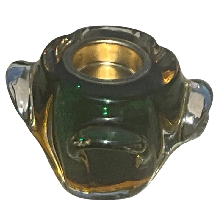 Green & Yellow Glass Candle Holder