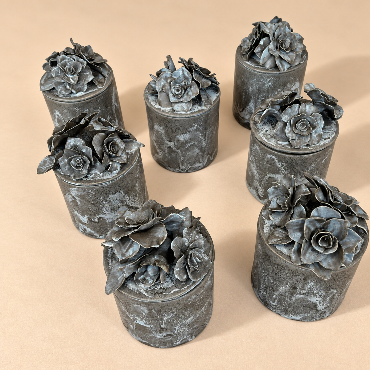 Hand-Crafted Triple Gardenia Flower Ceramic Gardenia Candle 24 oz