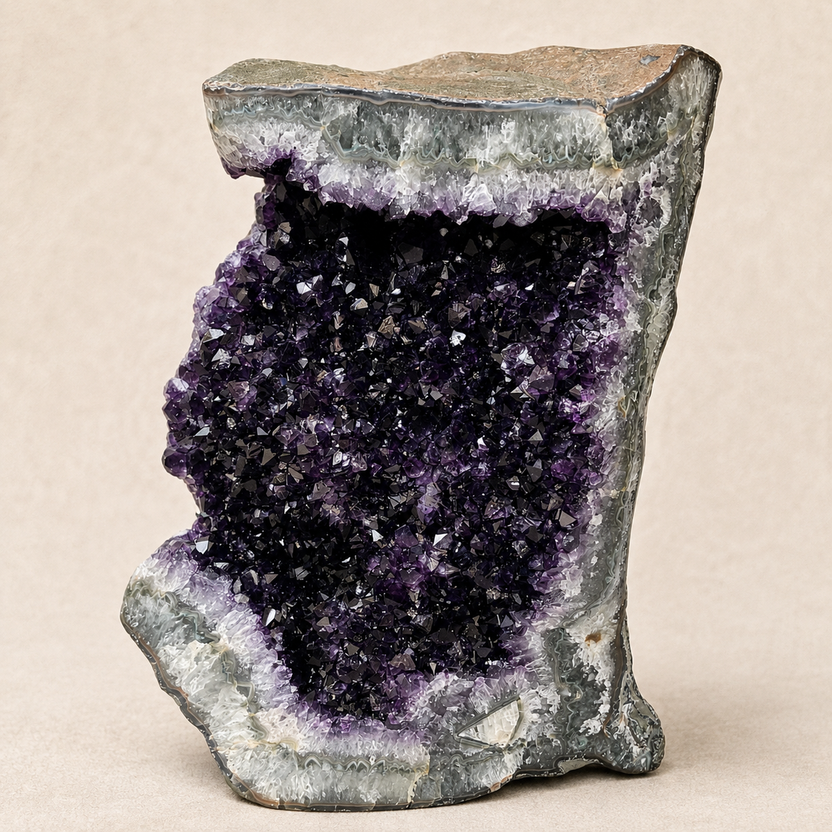 Abstract Amethyst Crystal Geode Free-Standing Cluster