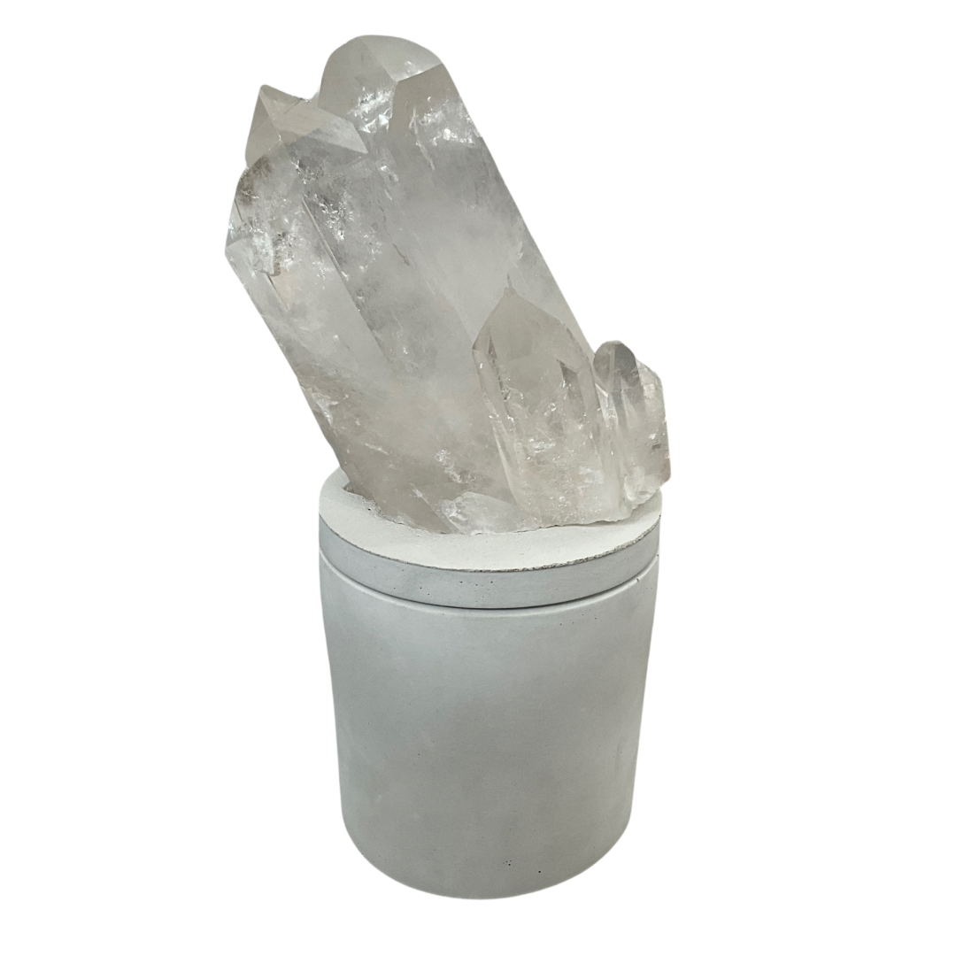 Quartz Crystal Joined Twin Lid Gardenia Candle