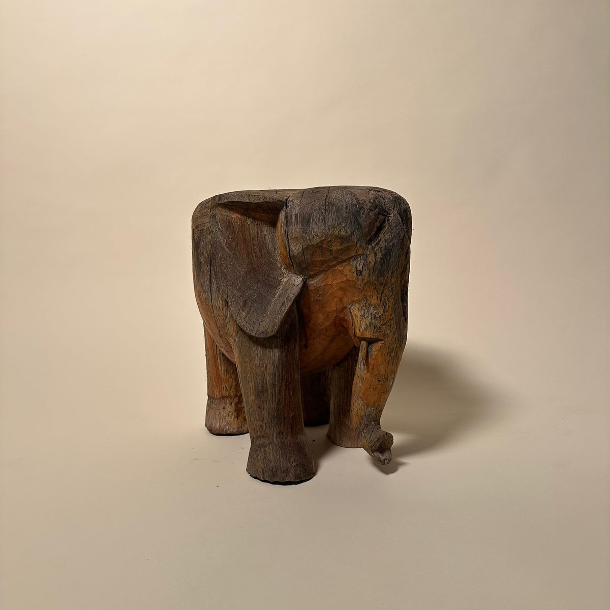 Vintage Carved Elephant Stool
