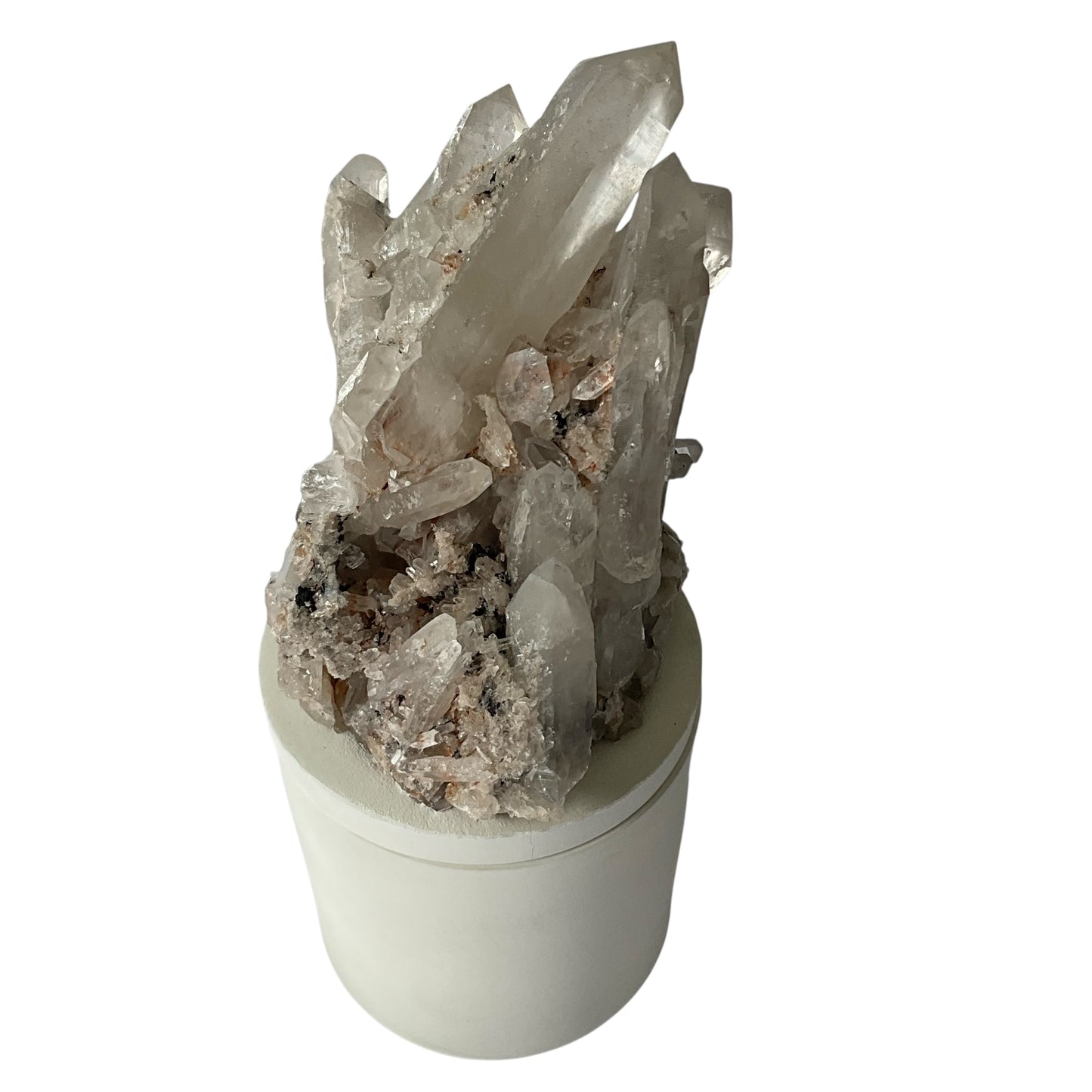 Quartz Crystal Generator Cluster Lid Gardenia Candle