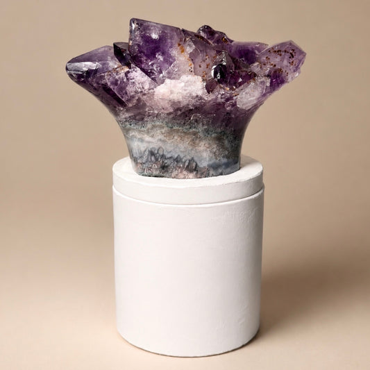 Amethyst Flower Cluster Crystal Lid Gardenia Candle #4