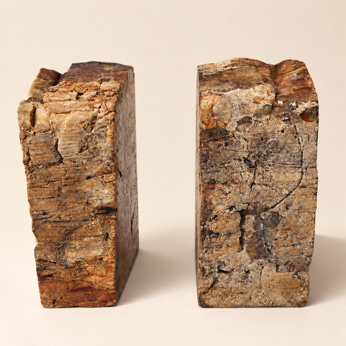 Hand Polished Petrified Wood Book Ends