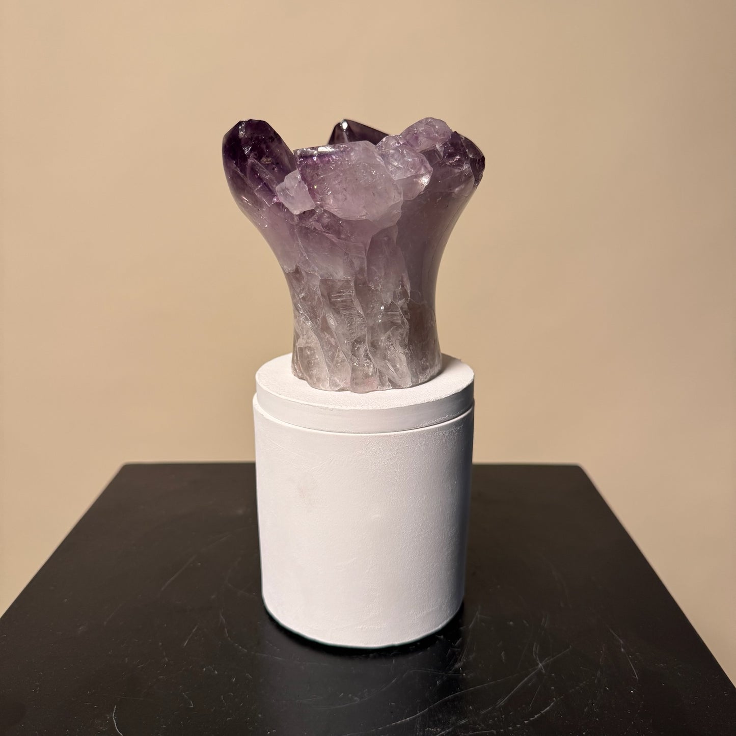 Amethyst Flower Cluster Crystal Lid Gardenia Candle #6