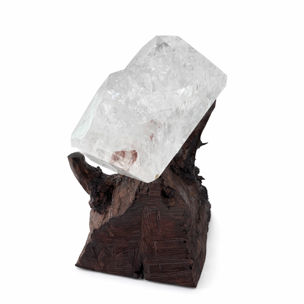 Lemurian Quartz On Wood Base