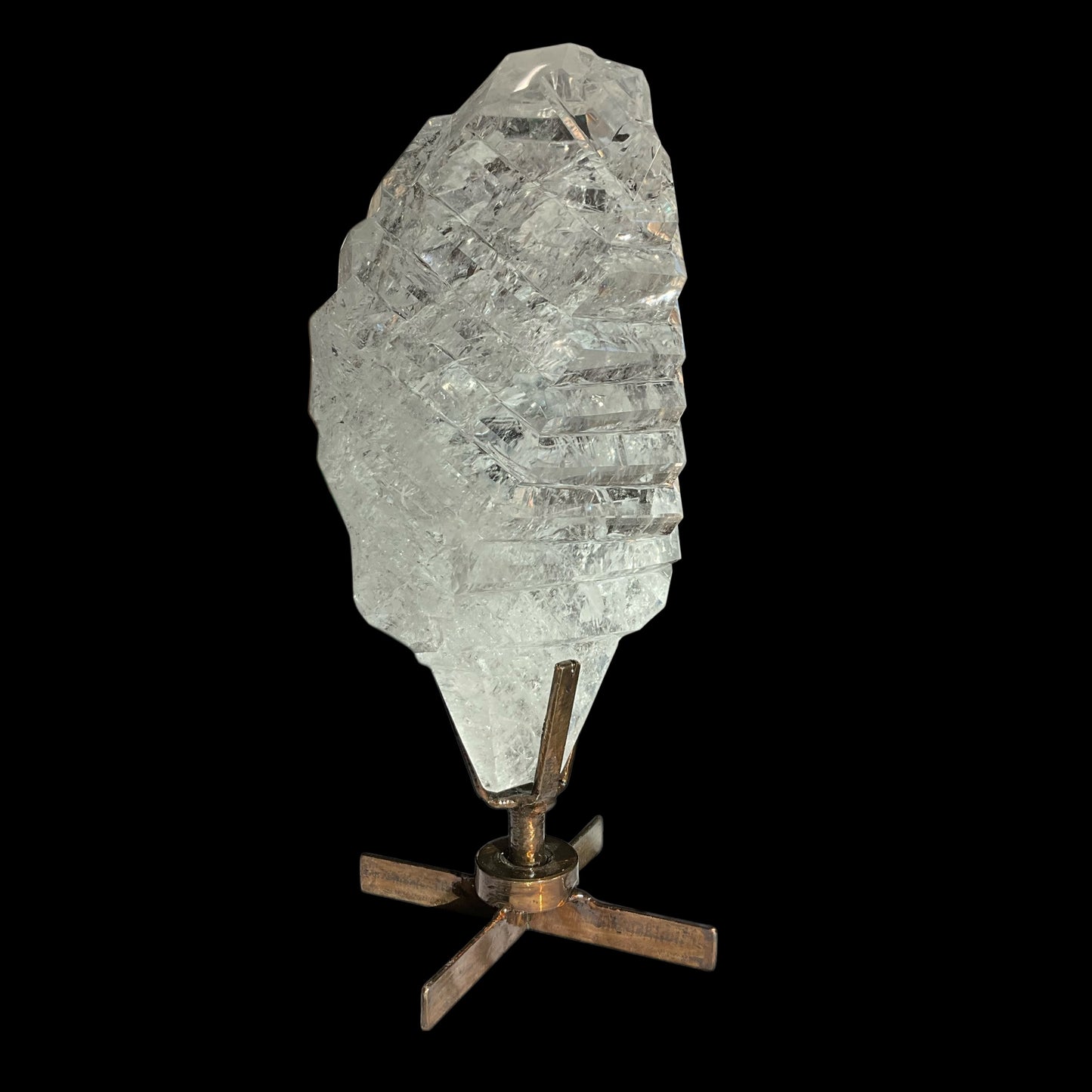 Large Polished Quartz Crystal on Spinning Stand