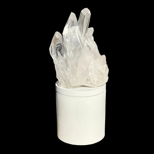 Clear Quartz Crystal Generator Lid Gardenia Candle