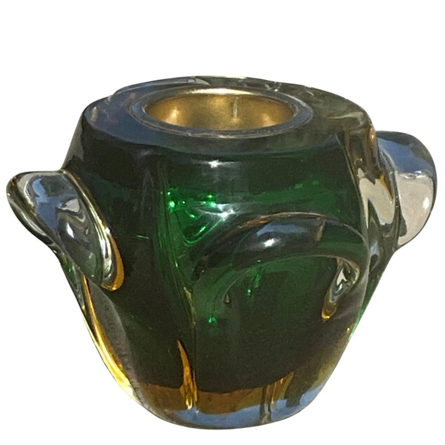 Green & Yellow Glass Candle Holder