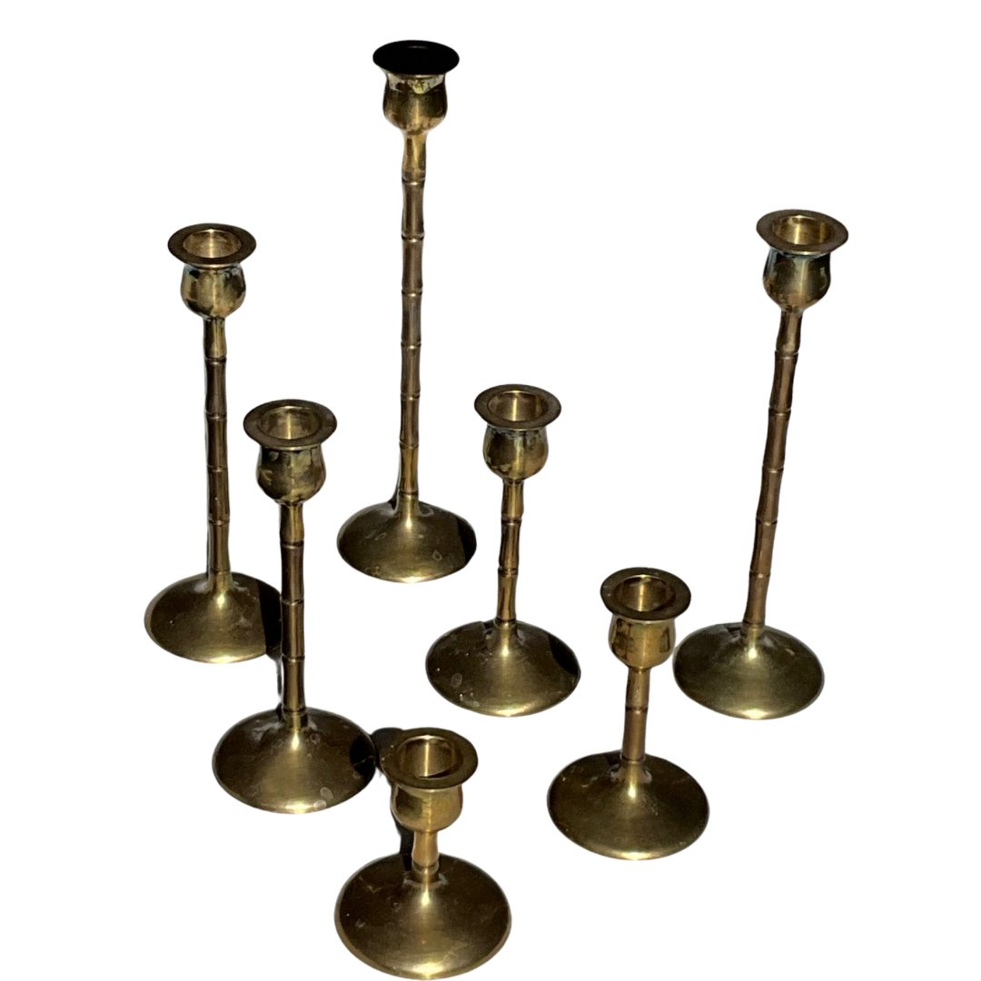 Set of 7 Brass Candle Sticks