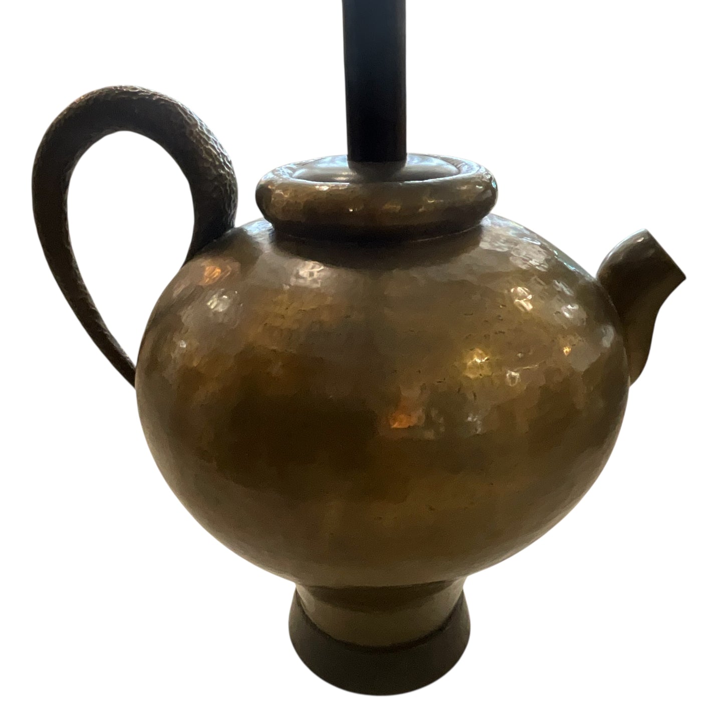 Vintage Hammered Brass Kettle Base Oversized Table Lamp