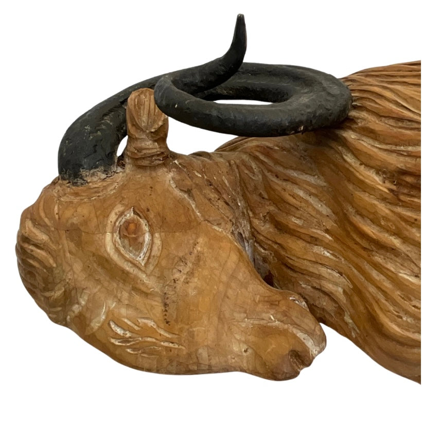 Pair of Vintage Wood Ram Wall Sculptures