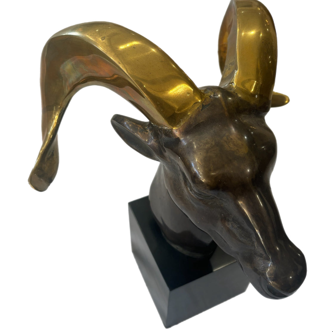 Brass Ram Head on Pedestal