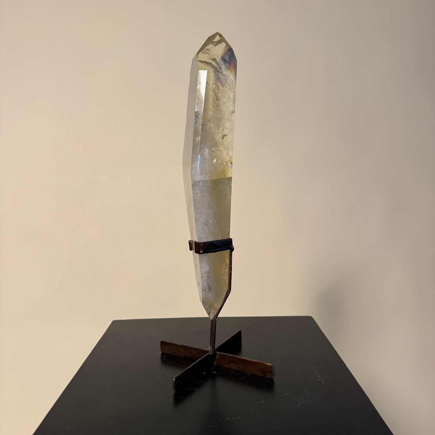 Large Citrine Crystal Point on Metal Stand