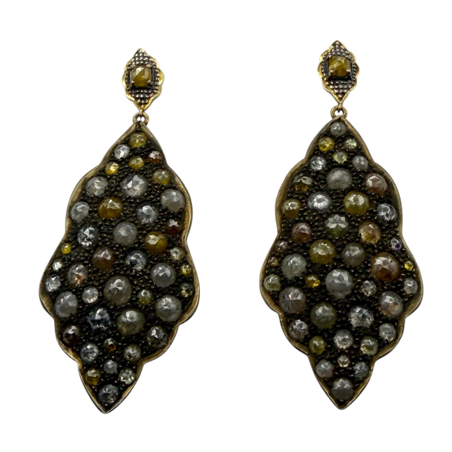 Abstract Multi-Colored Diamond Earrings