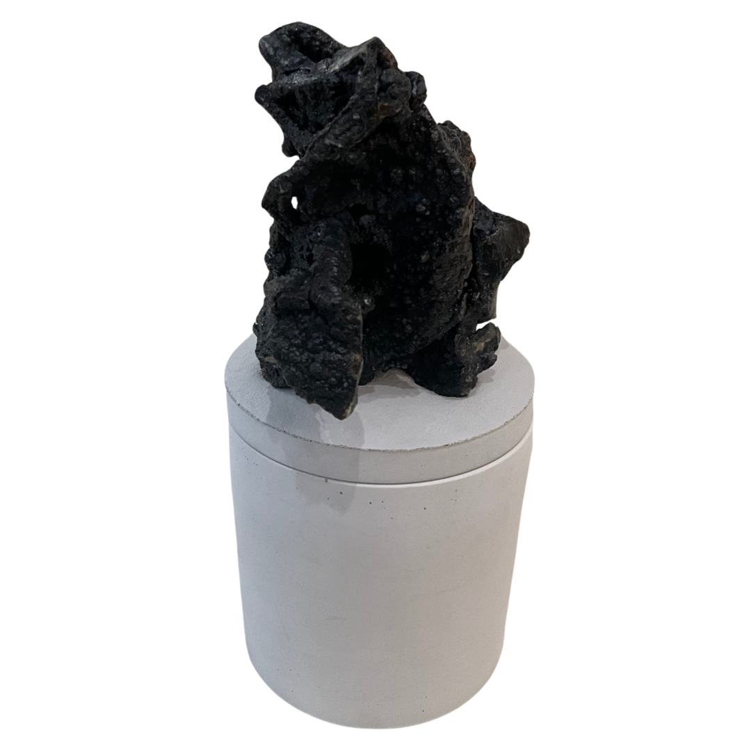 Abstract Black Jasper Lid Gardenia Candle