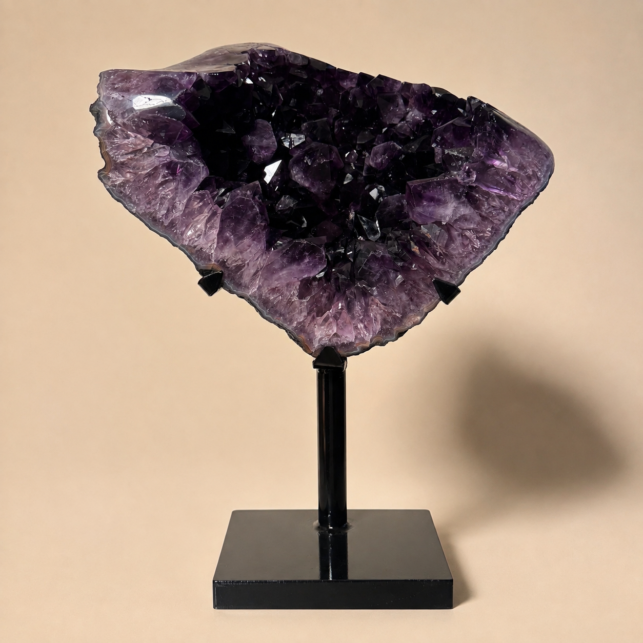 Abstract Deep Purple Amethyst Crystal on Stand