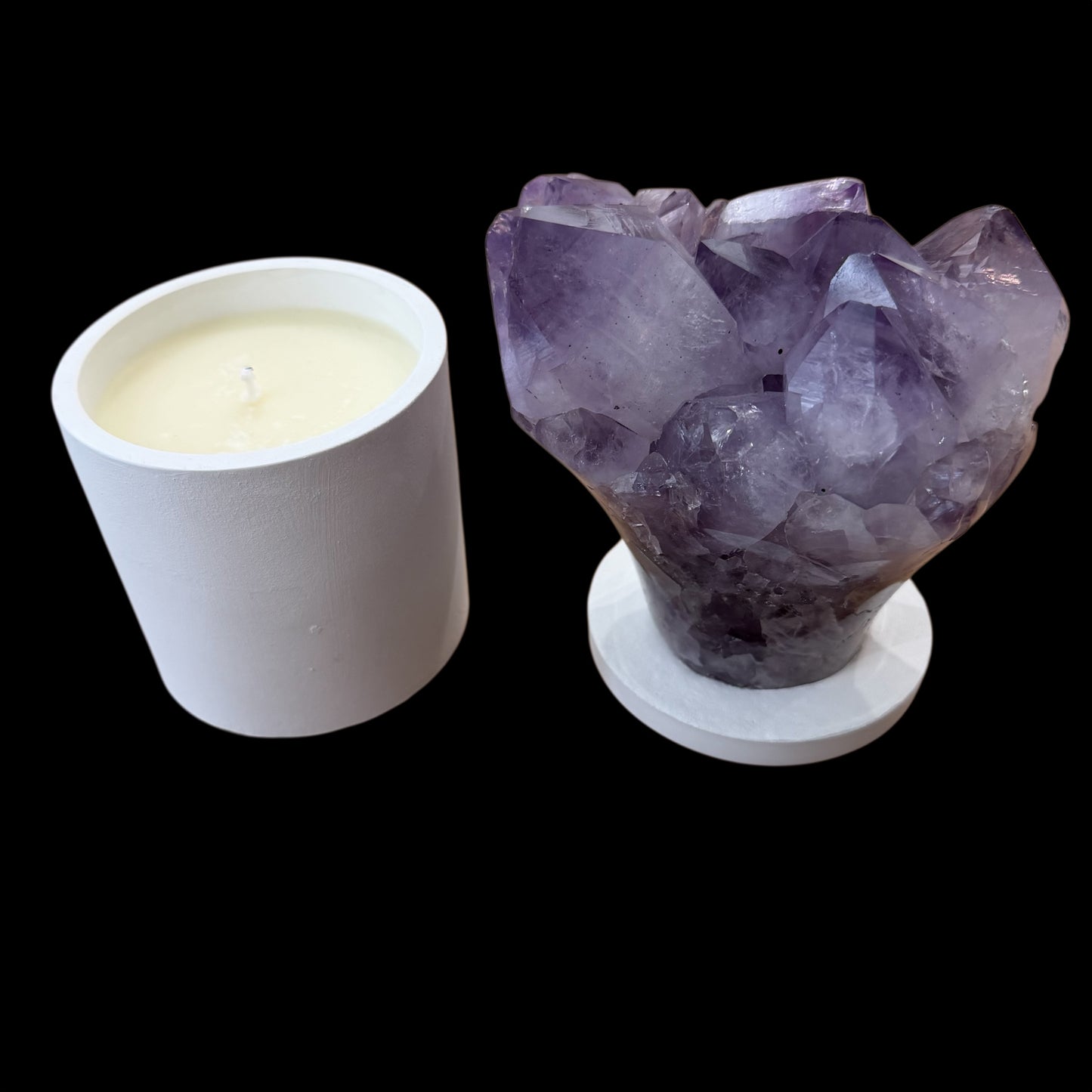 Amethyst Cluster Crystal Lid Gardenia Candle *