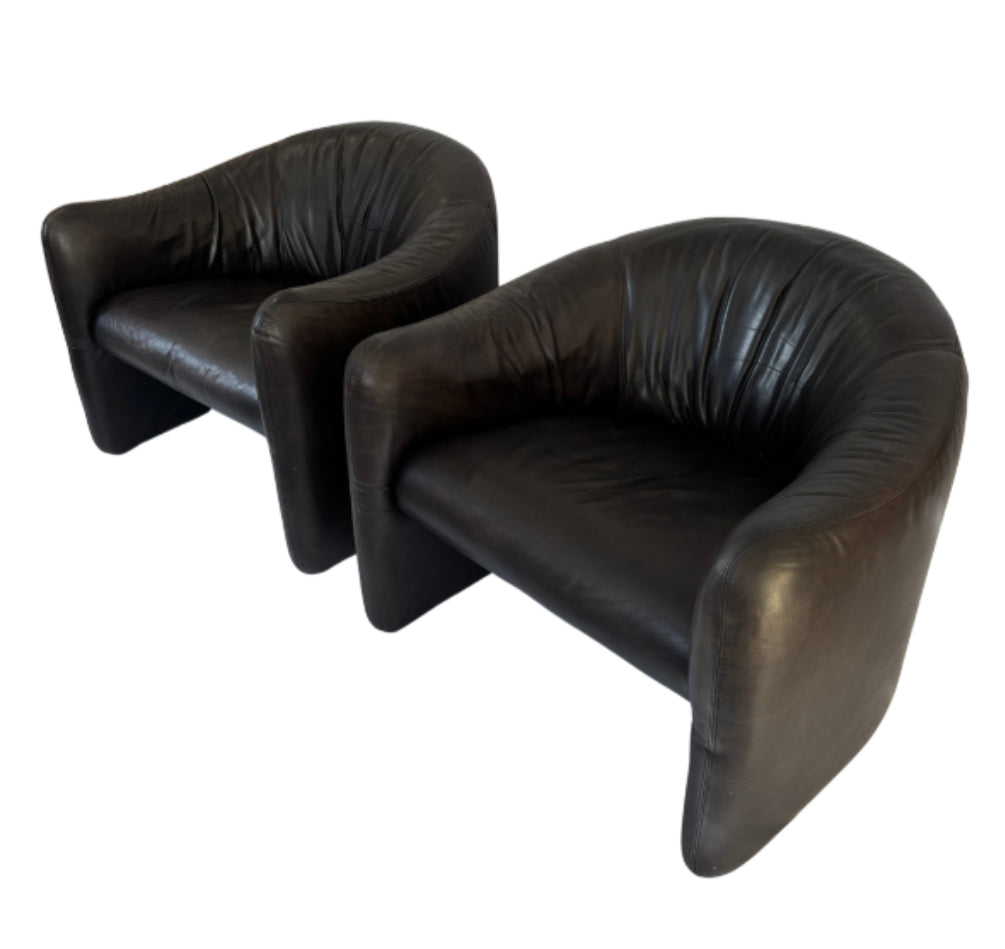 Jules Heumann for Metropolitan Pair of Leather Club Chairs