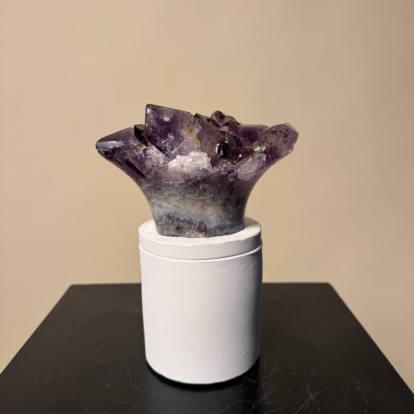 Amethyst Flower Cluster Crystal Lid Gardenia Candle #4