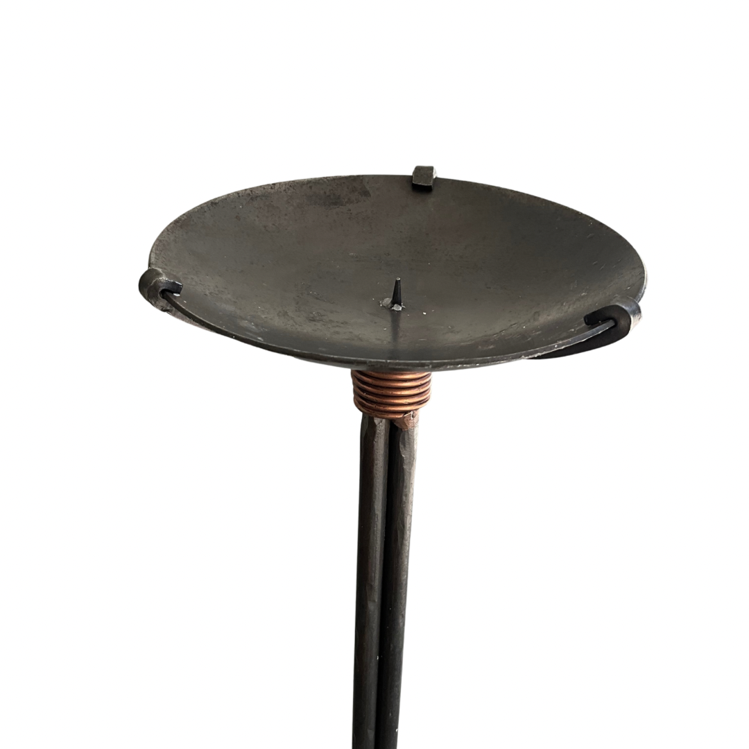 Iron & Copper Floor Standing Candle Holder