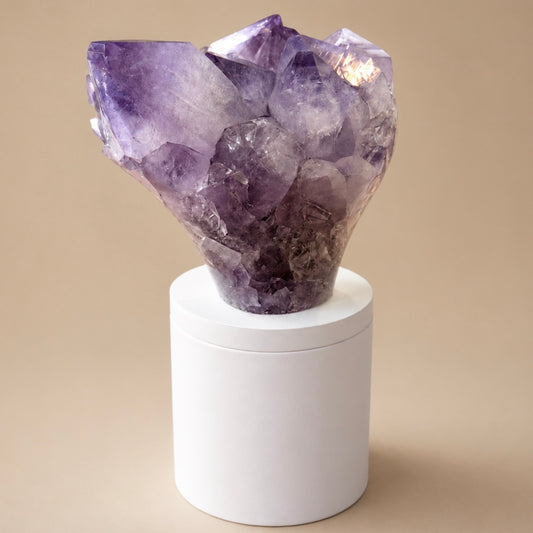Amethyst Flower Cluster Crystal Lid Gardenia Candle #2
