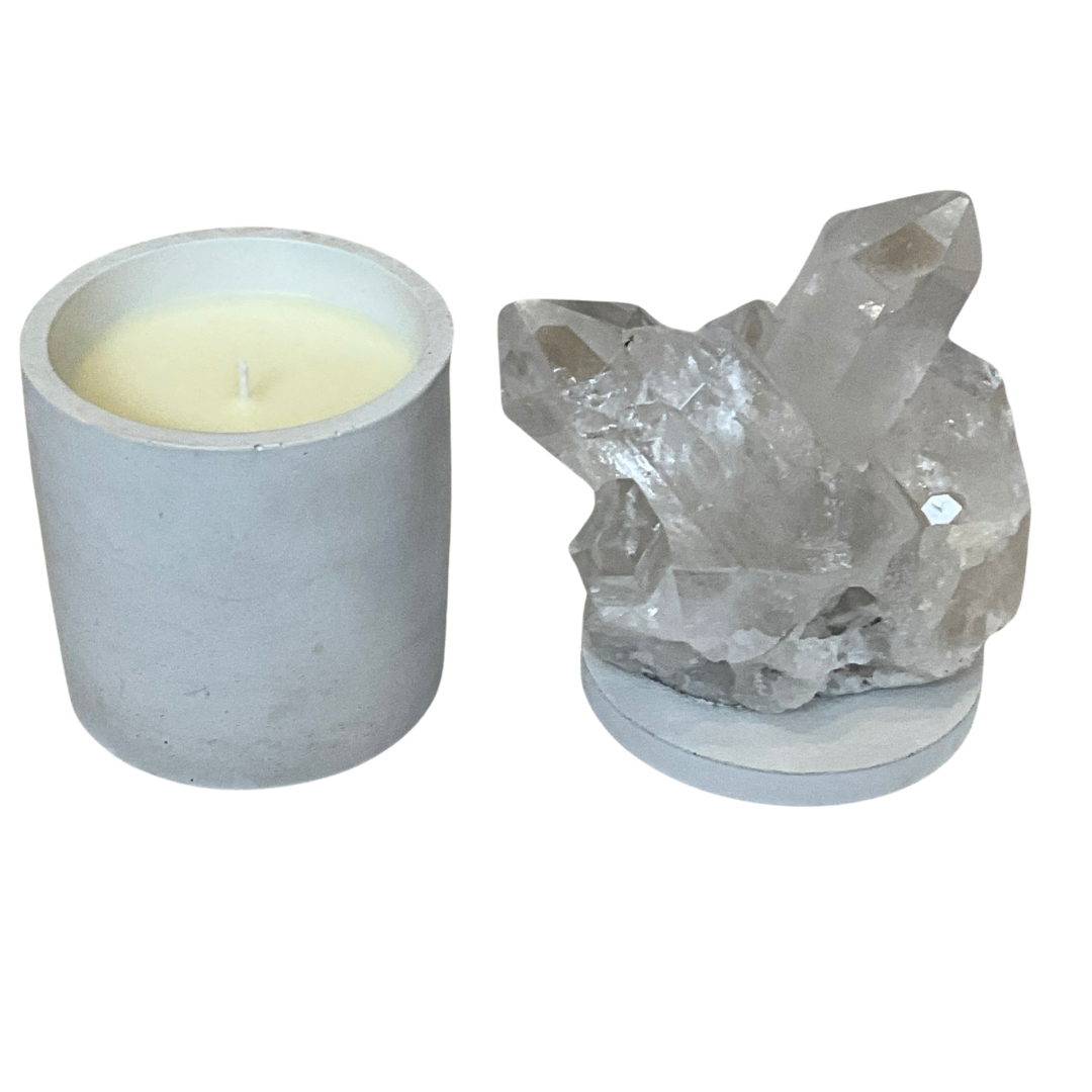 Large Quartz Crystal Generators Lid Gardenia Candle