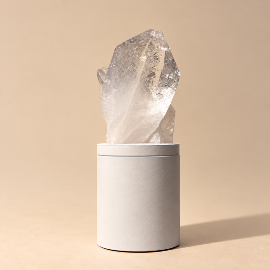 Lumerian Quartz Generator w/ Growth Crystal Lid Gardenia Candle