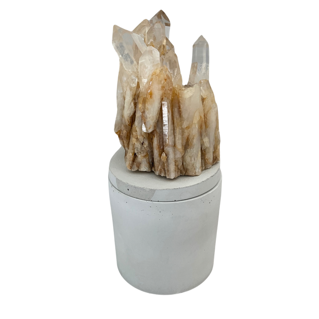 Honey Quartz Crystal Generators Lid Candle