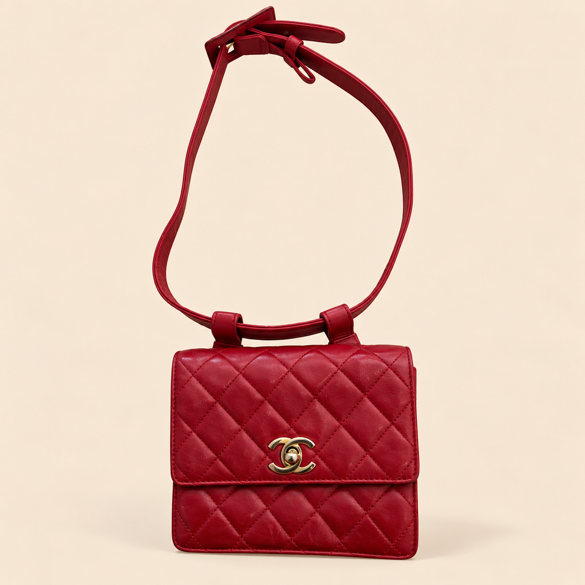 Chanel Vintage Red Leather Handbag