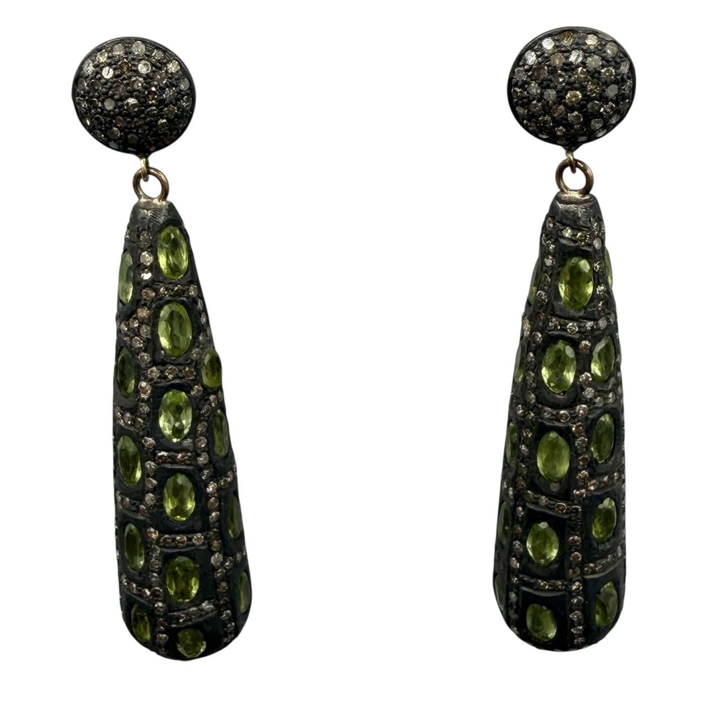 Peridot & Diamonds Conical Shaped Earrings