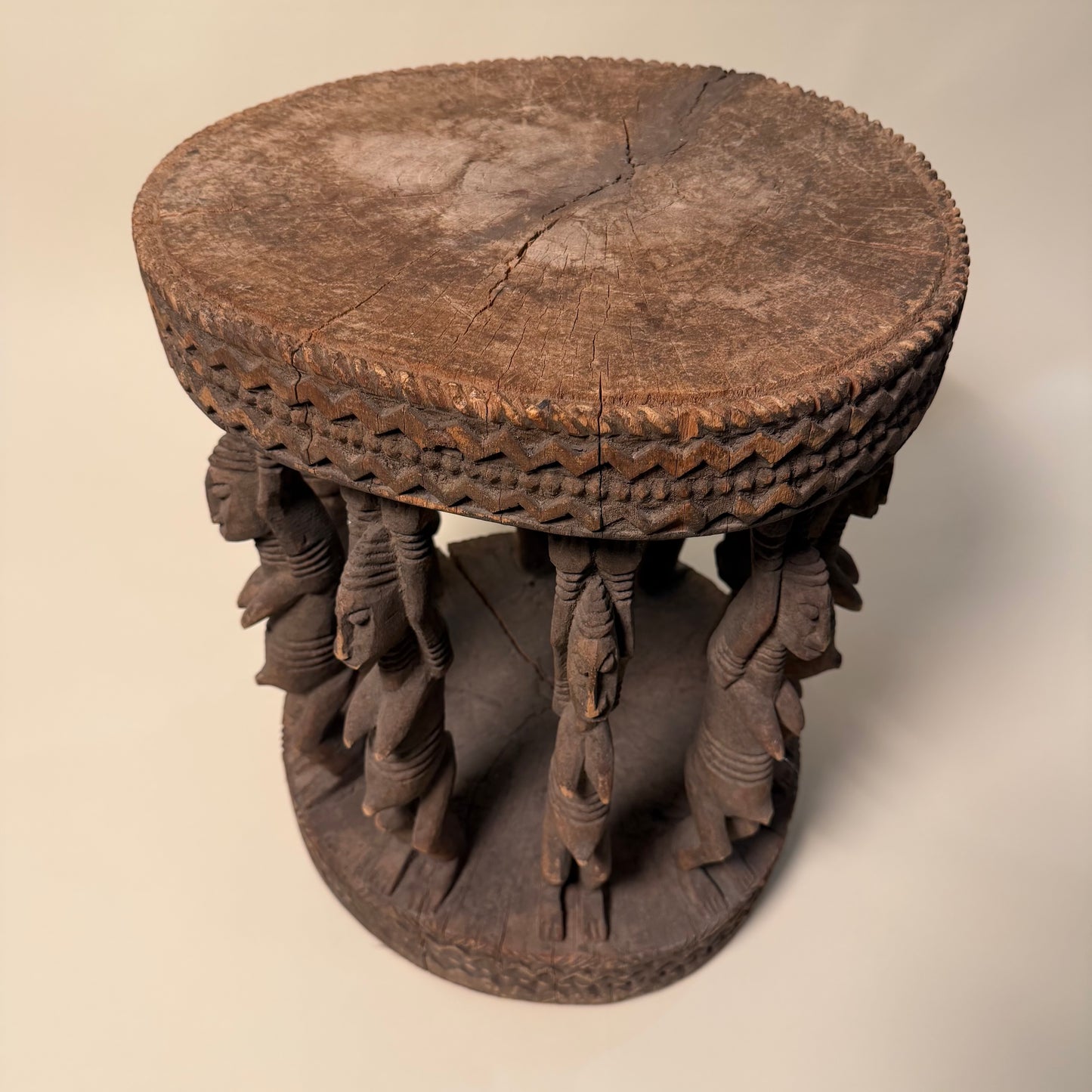 Niangon Carved Wood Ceremonial Stool by the Dogon Tribe