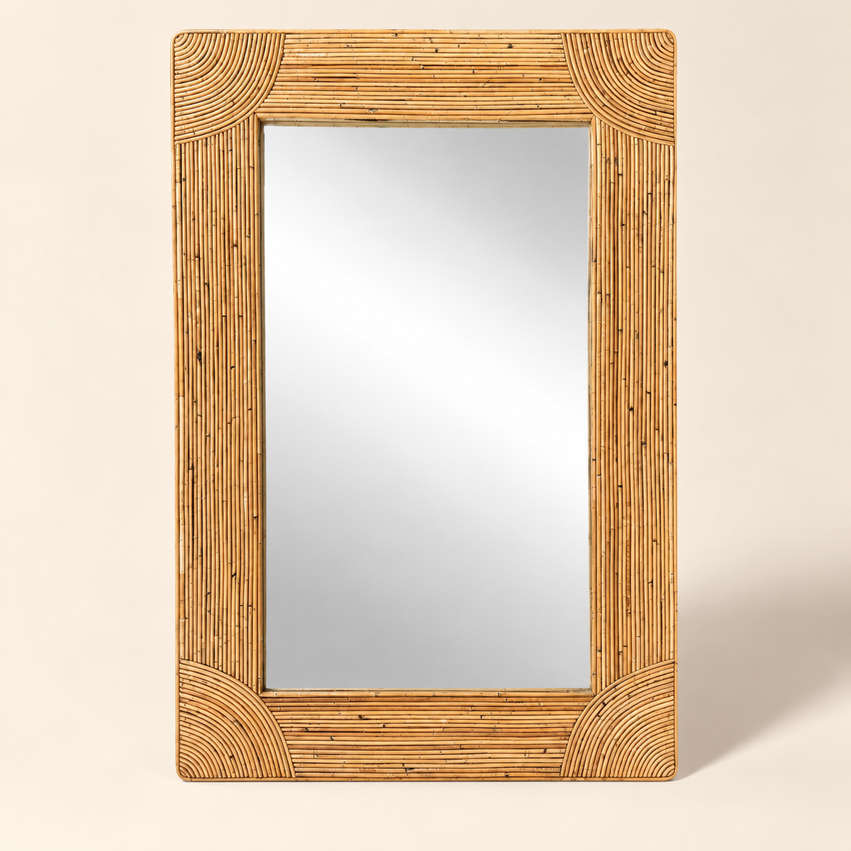 Large Rattan Frame Vintage Mirror
