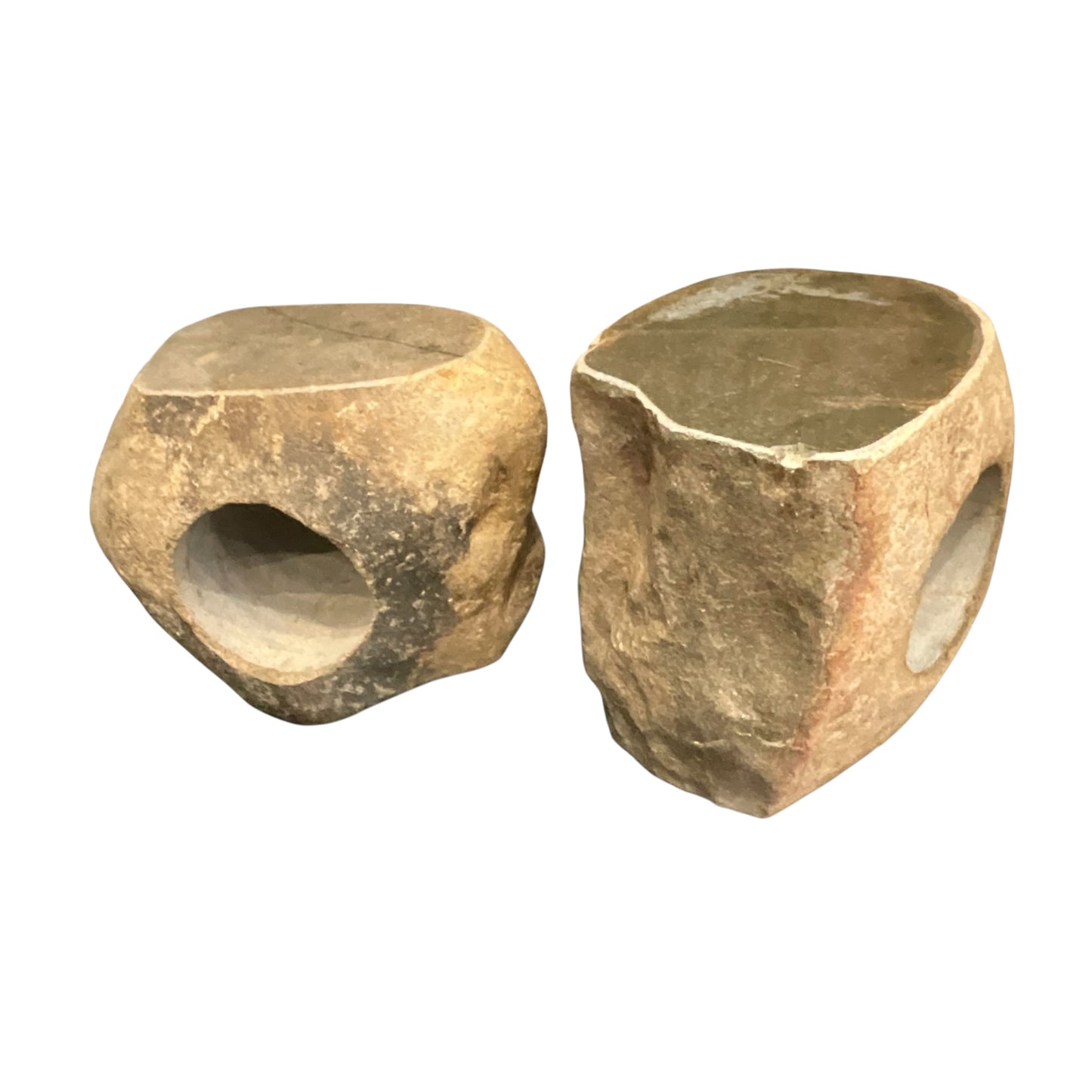 Pair of Solid Granite Side Tables with Polished Tops