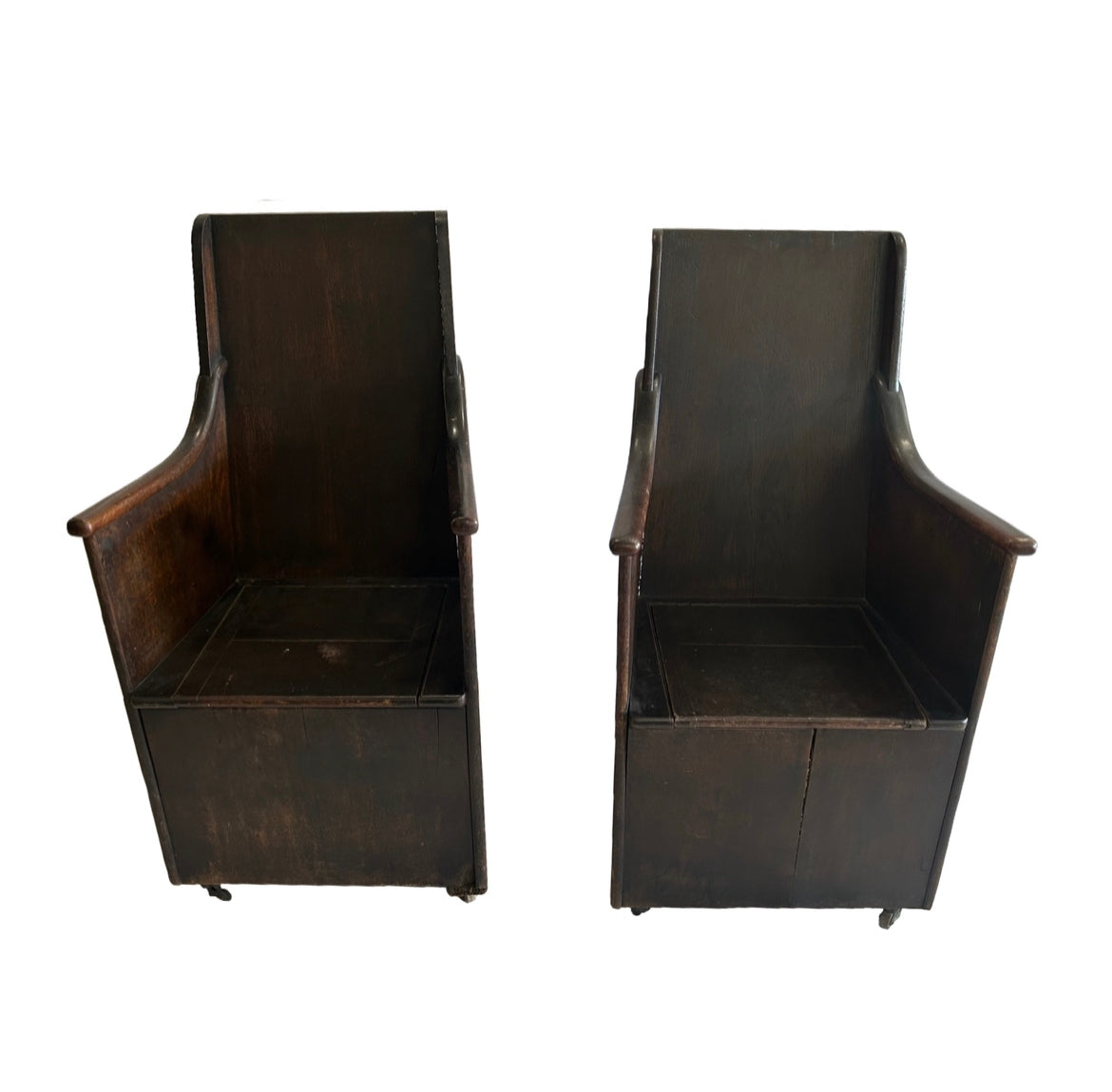 Pair of Vintage Wood Commode Chairs
