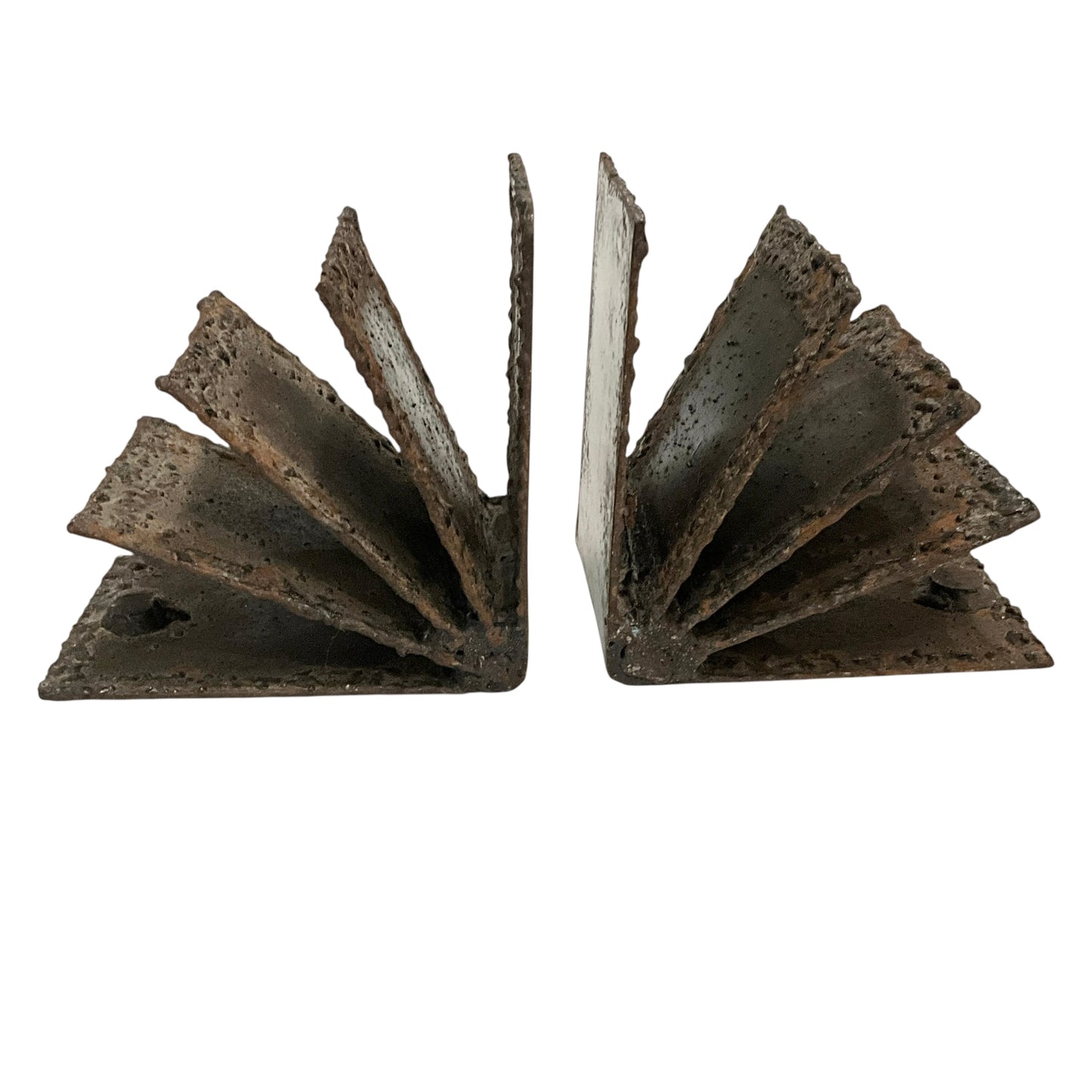 Vintage Brutalist Metal Book Ends