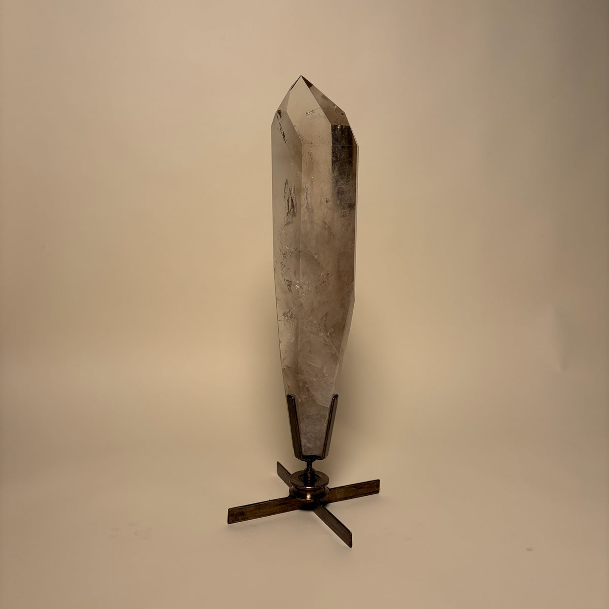 Light Smokey Quartz Spear Crystal On Rotating Base