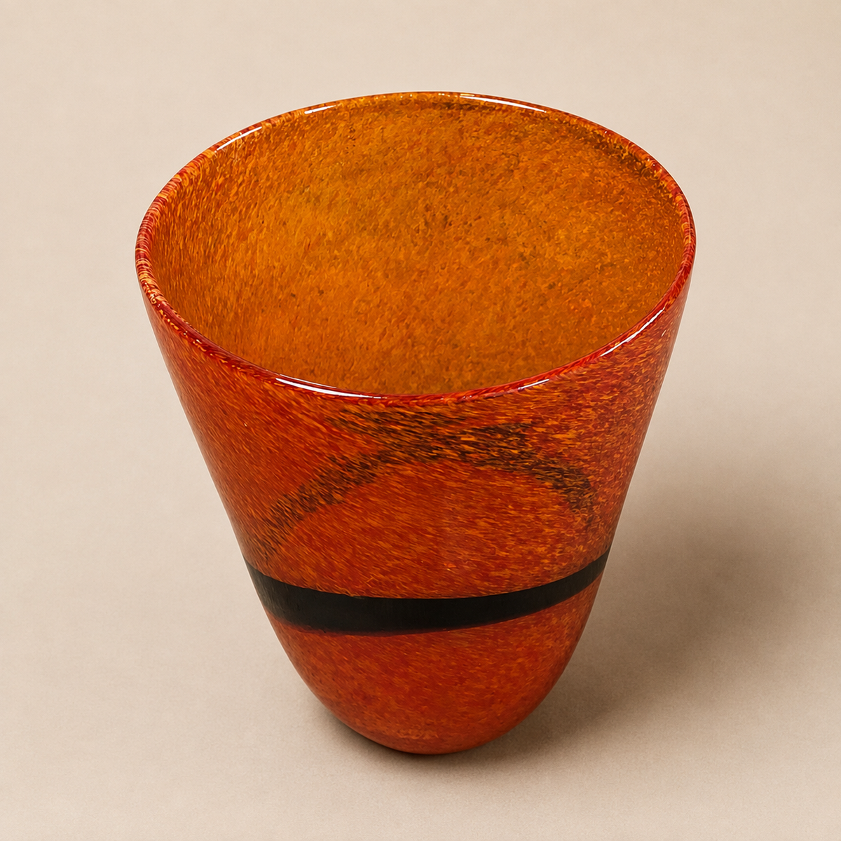 Vintage Blown Glass Vase with Abstract Design
