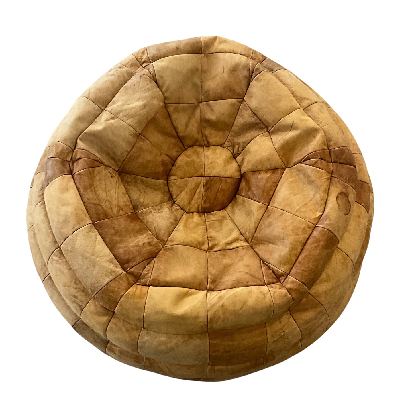 De Sede 1970's Leather Patchwork Pouf / Ottoman / Lounger