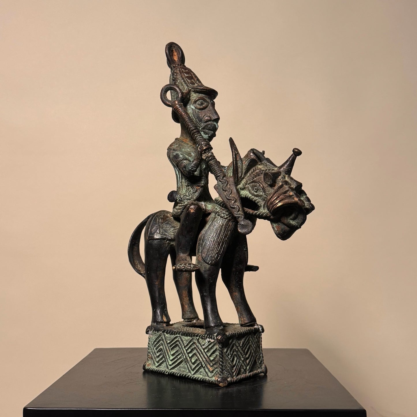 Benin Bronze Warrior on Horseback