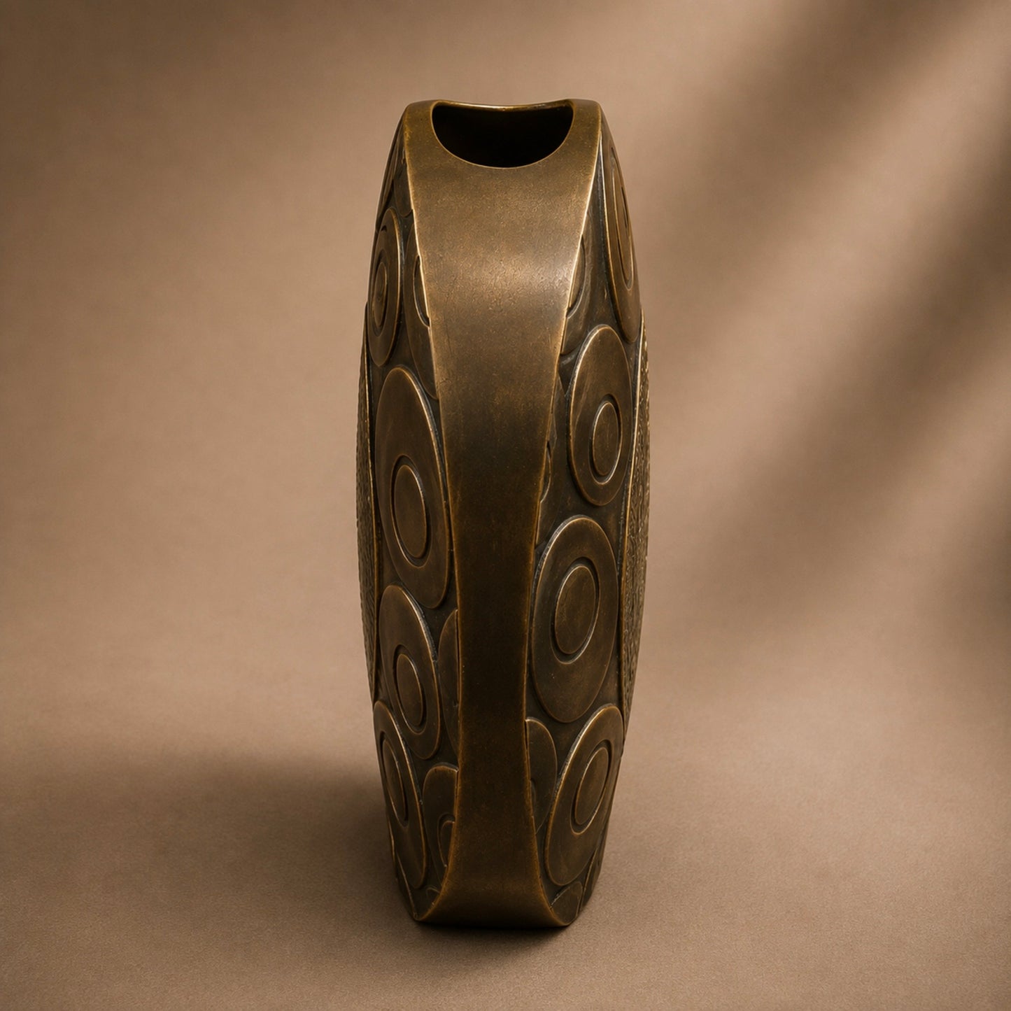 R & Y Augousti Bronze Tone Brass Vase with Reptile Accents
