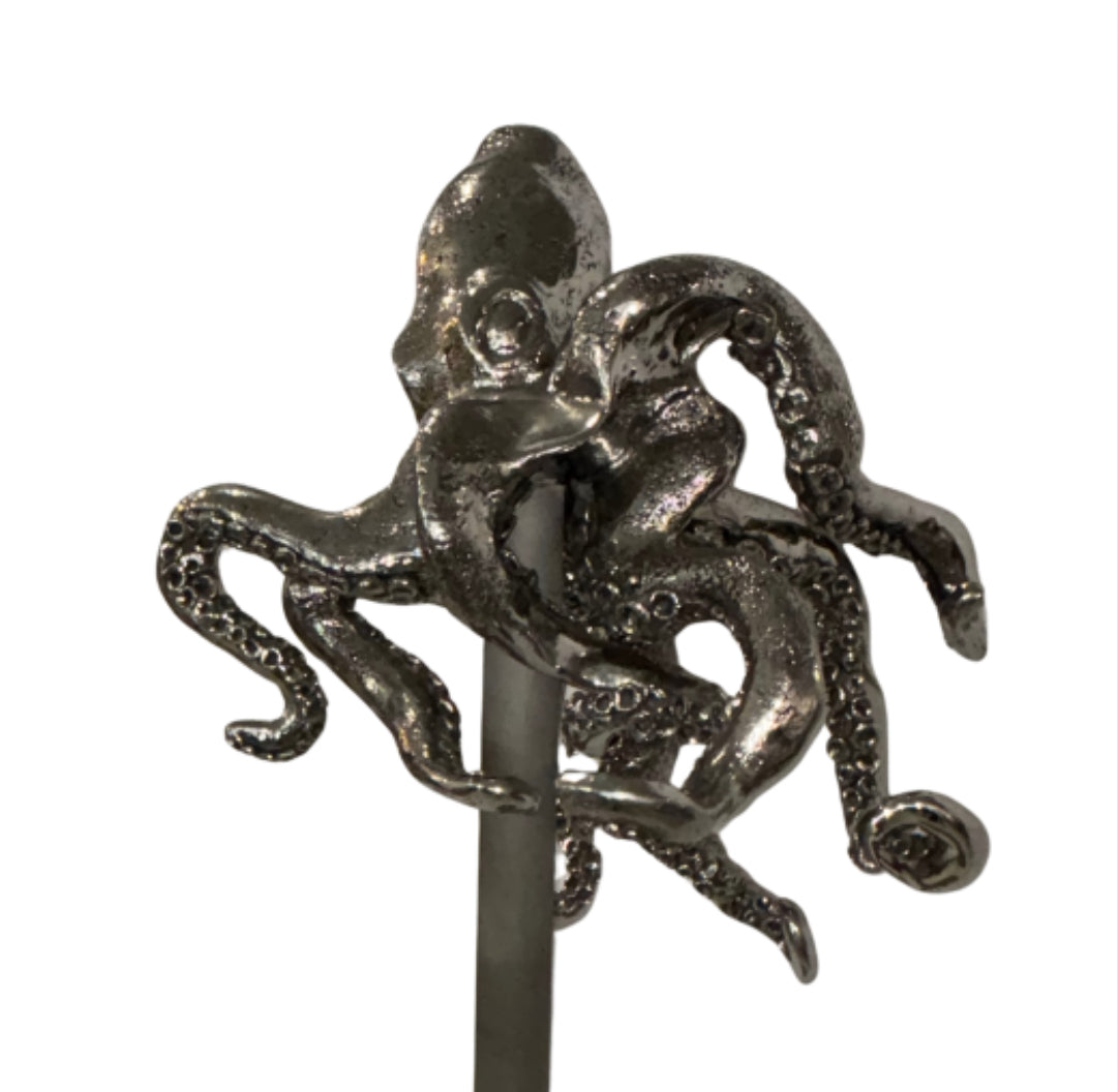 Stainless Steel Octopus Sculpture on Steel Stand