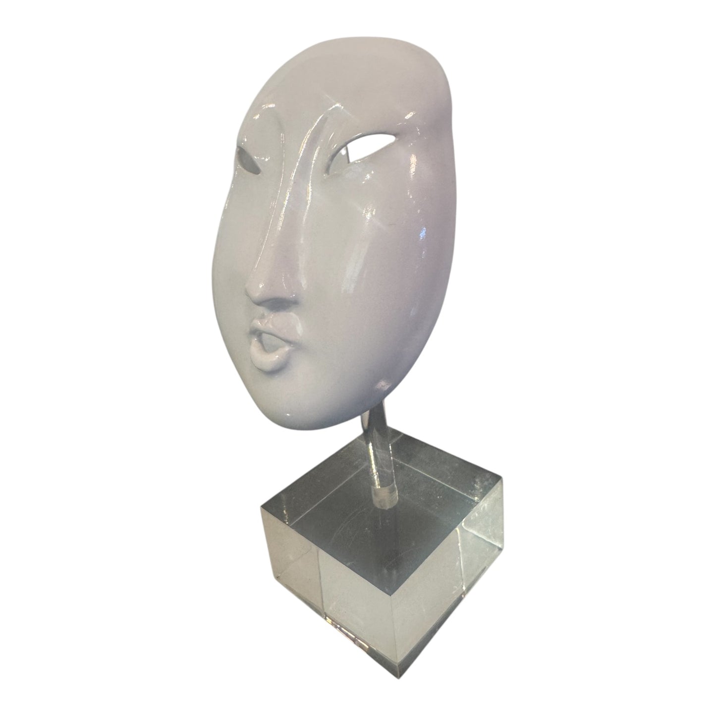Vintage Japanese Porcelain Mask on Stand